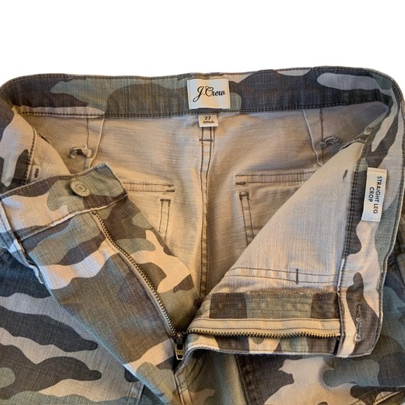 J Crew Straight Leg Crop Pants Camo Style AE301 Size 27 - Picture 7 of 7